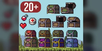 20+ Pixel Art Chests - Набор сундуков в пиксельном стиле