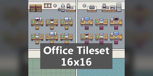 Тайлсет Офисный интерьер Office Interior Tileset (16x16)