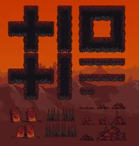 Набор пиксельных ассетов Pixel Art Hell Tiles And Enemies 32x32