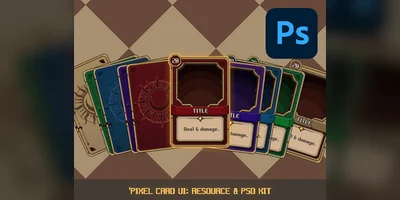 Pixel Card UI: Набор ресурсов и PSD
