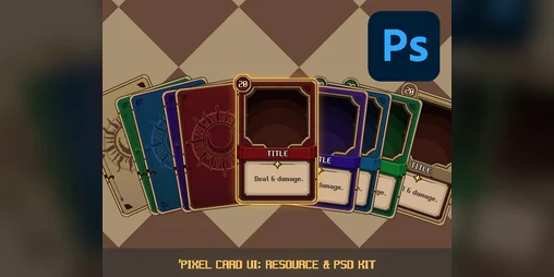Pixel Card UI: Набор ресурсов и PSD