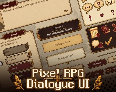 Пиксельный интерфейс диалогов Pixel RPG Dialogue UI